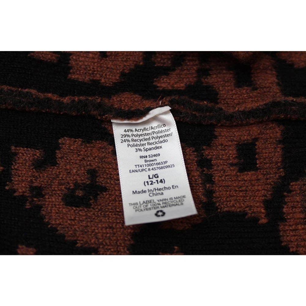 Time and Tru Leopard Print Chunky Long Cardigan Sweater Size Large 12-14 - Picture 5 of 7